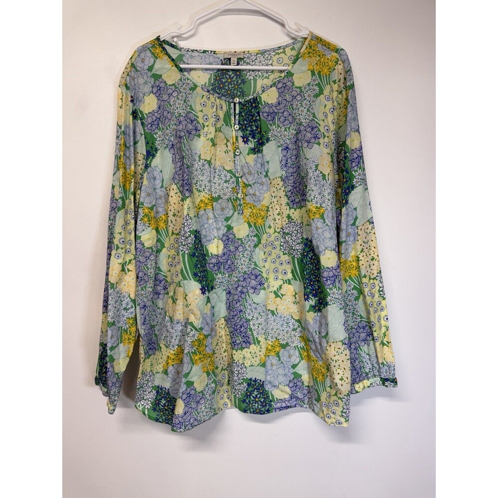 Talbots Plus Blouse Band Collar Popover Cluster Garden Floral Lightweight Top 3X - Picture 4 of 16
